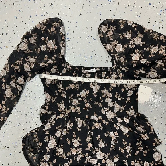 Altar’d State Long Sleeve‎ Floral Mini Dress Black New Girls Large Boho Flowy - Picture 9 of 9